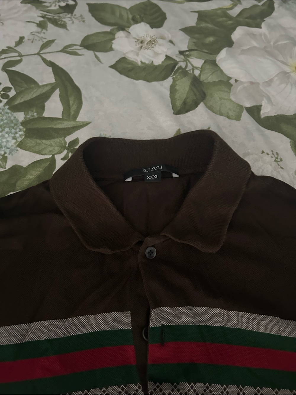 Gucci Brown Polo with Green and Red Stripe